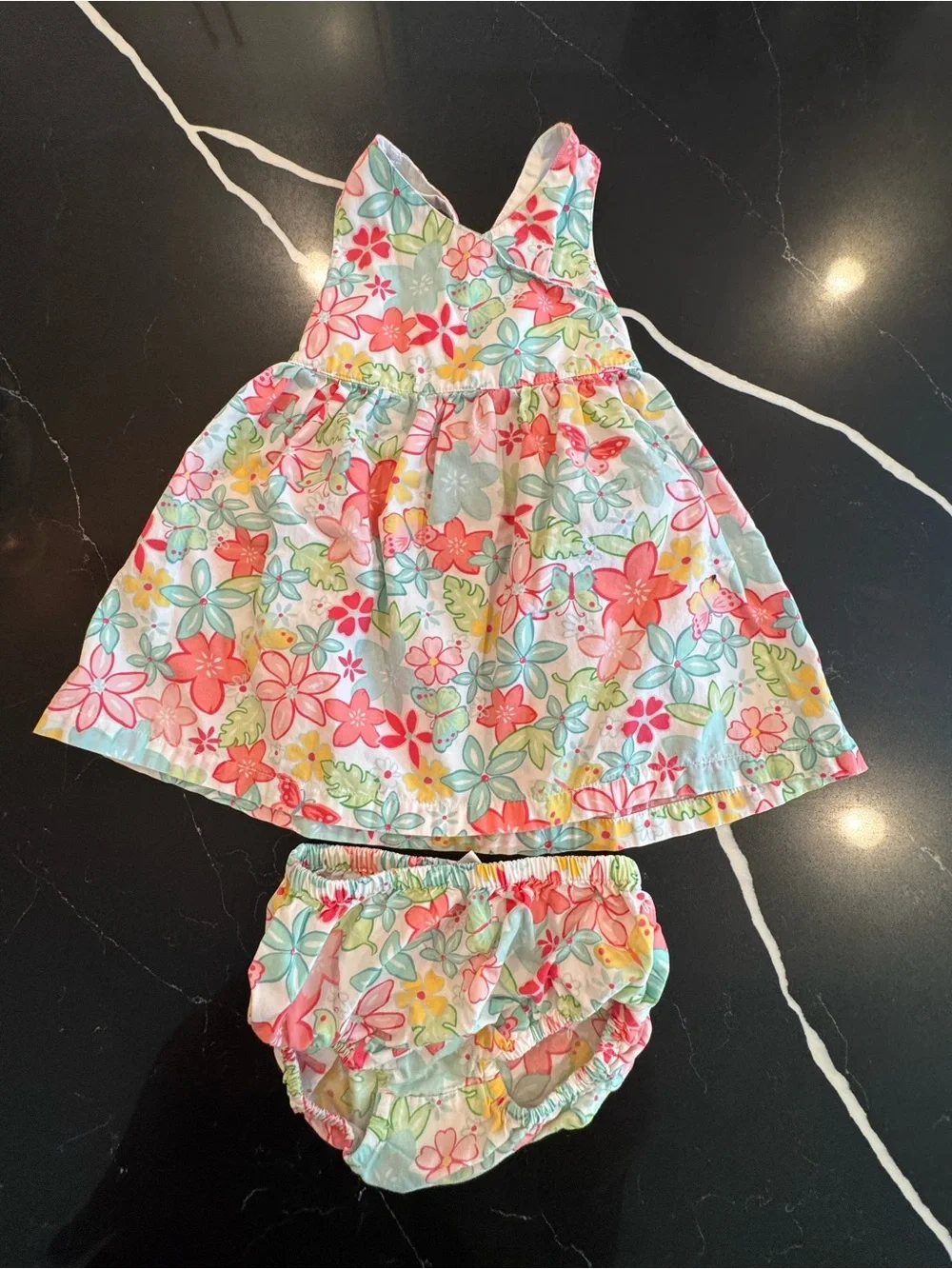 Y2K Girls Floral Sundress and Bloomers - Pink & Aqua